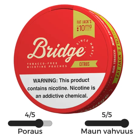 Bridge Citrus nikotiinipussi valloittaa herkullisella sitrushedelmien makumaailmallaan.