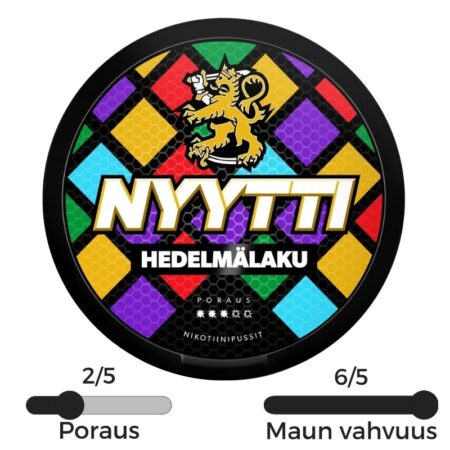 Nyytti Hedelmälaku sisältää 4mg nikotiinia per pussi.